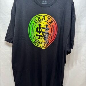 Skate Nation Graphic Black T-shirt Size XXL SN Logo Skateboarding NWT